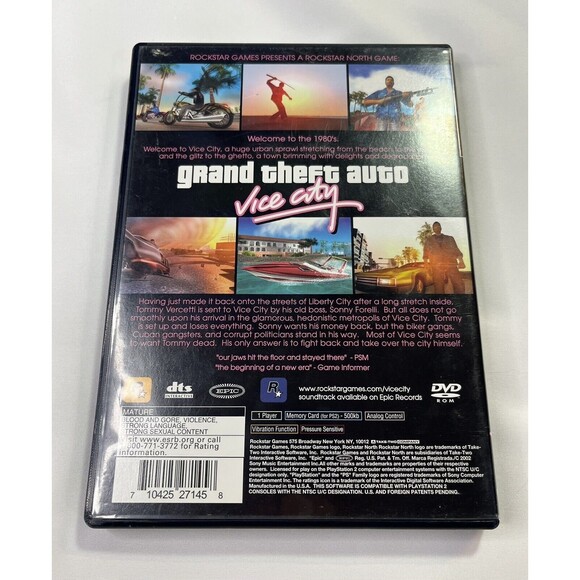 Grand Theft Auto: Vice City GTA (PlayStation 2, 2002) COMPLETE W/ MAP & TESTED - Picture 2 of 11